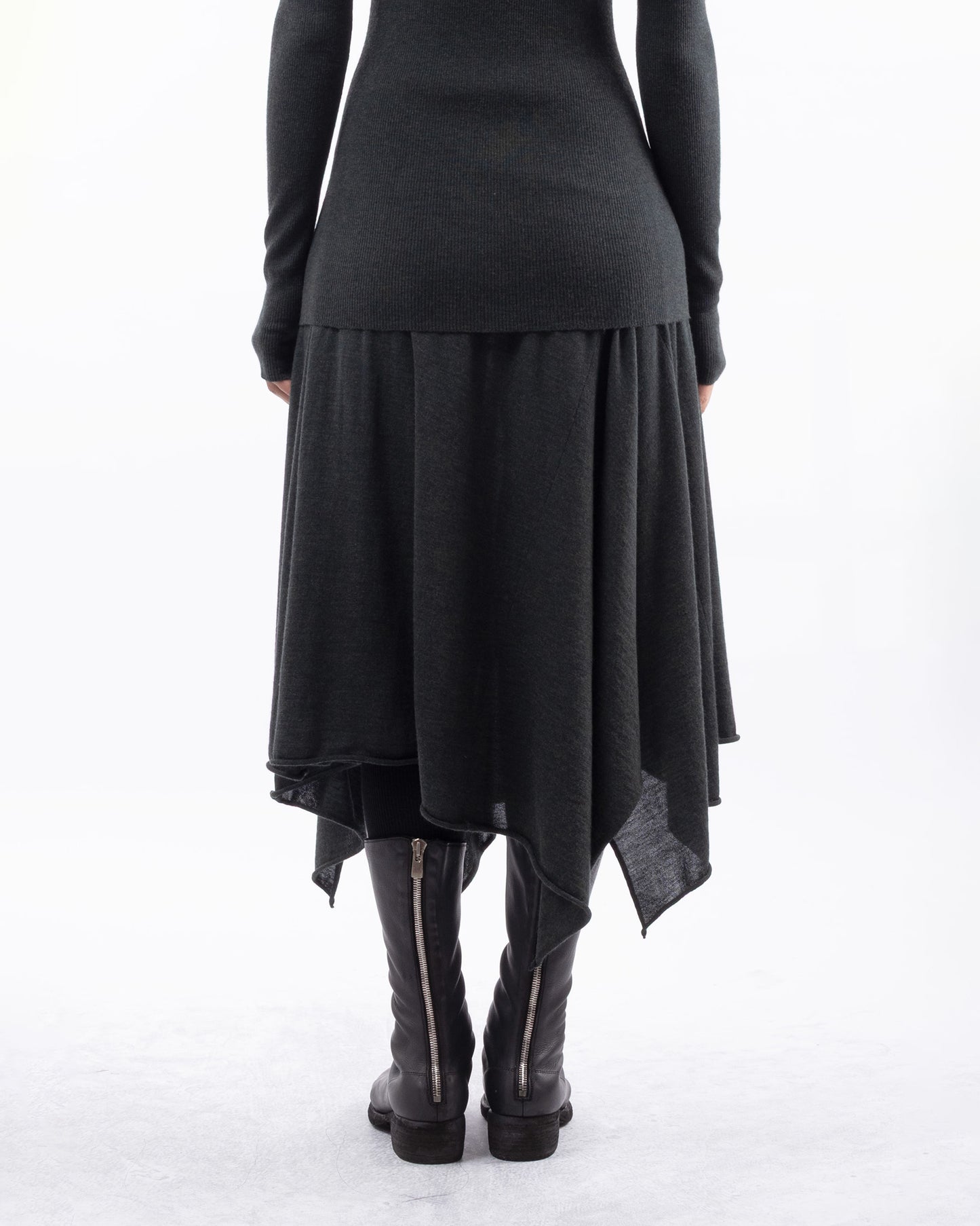 #1025 Handkerchief skirt dark forest 120's superfine merino