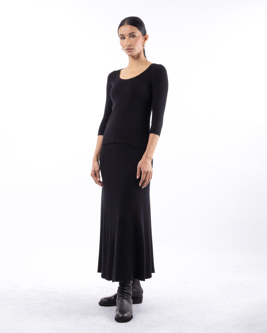 #1049 Flared skirt black organic cotton