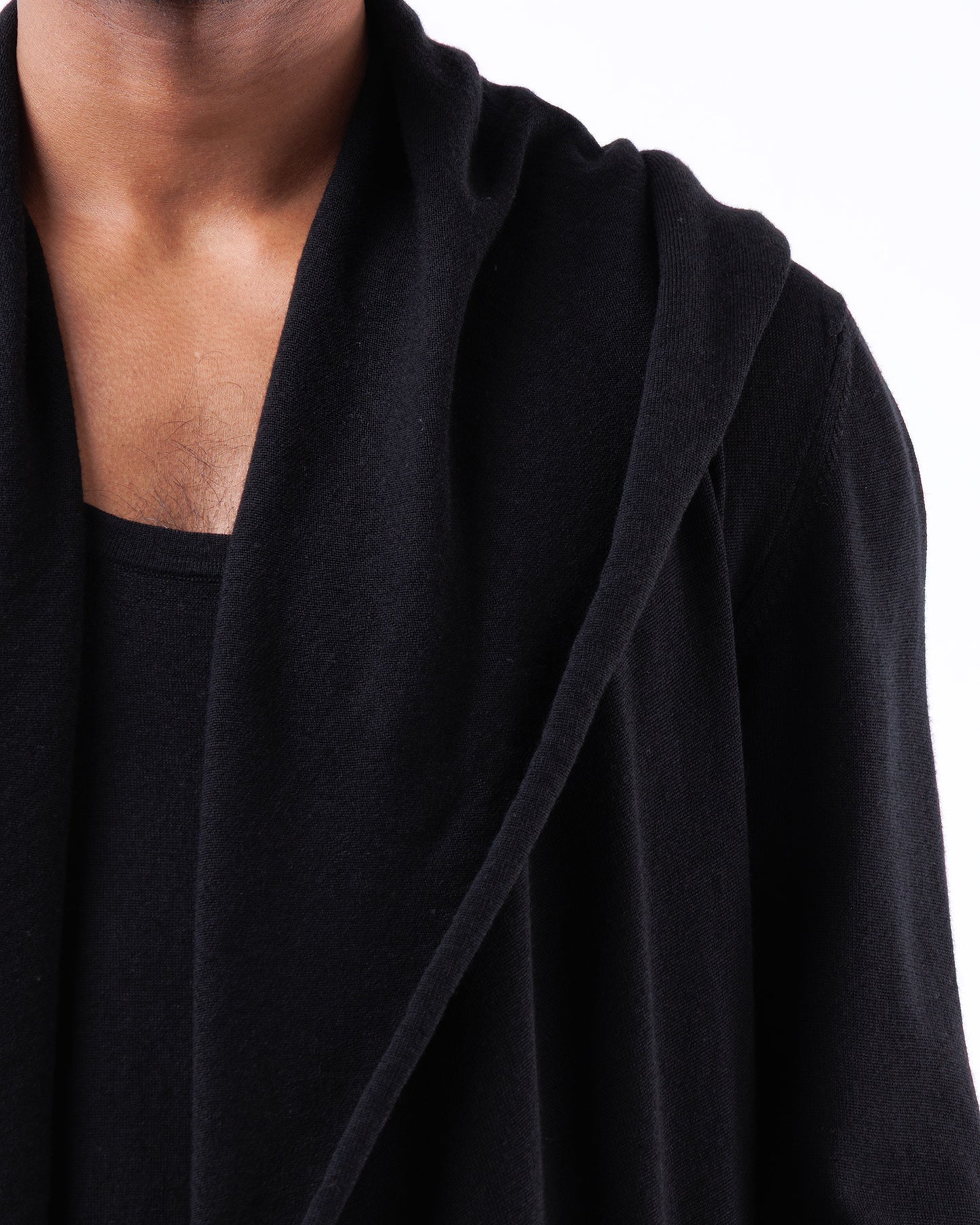 #1090 Long hooded coat 120's superfine merino