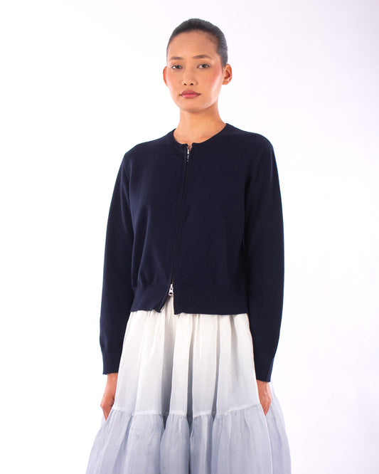 #1123 Cropped zip cardigan in organic cotton