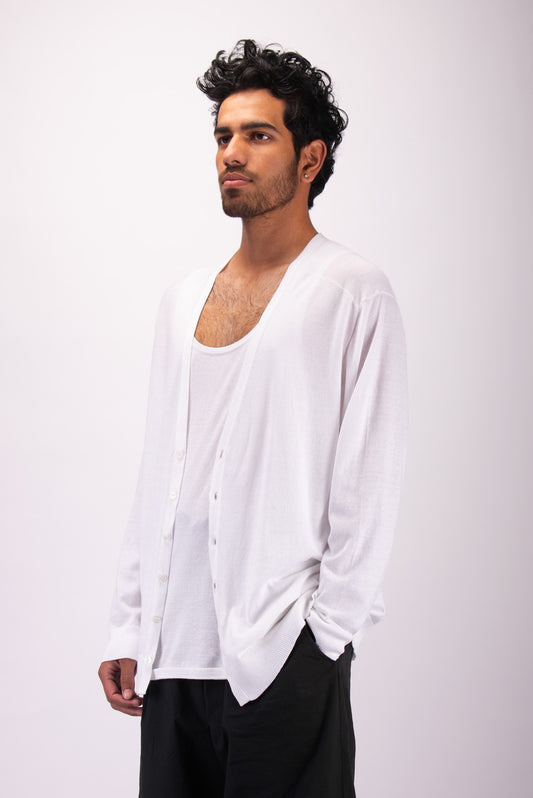 #1301 Oversized v-neck cardigan in organic cotton