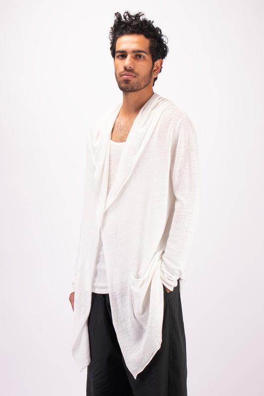 #1330 hooded wrap jacket in linen