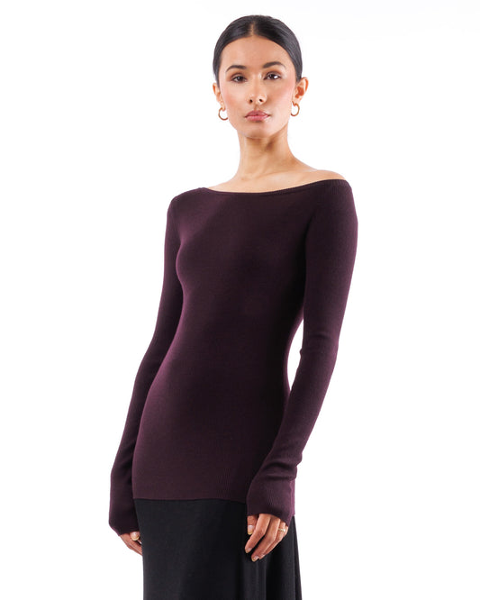 #1002 Off the shoulder top 120's superfine merino