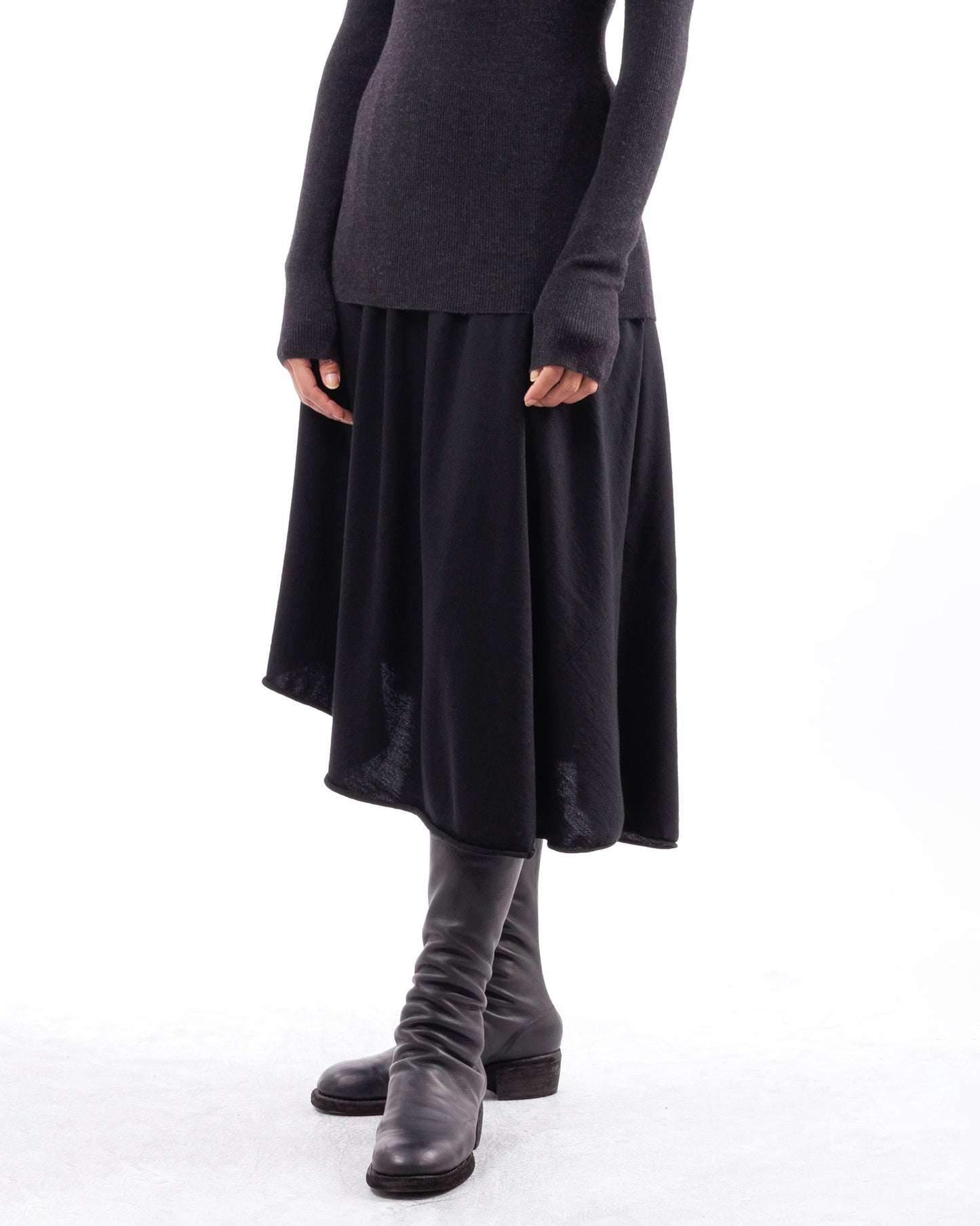 #1010 Bias knit skirt 120's superfine merino