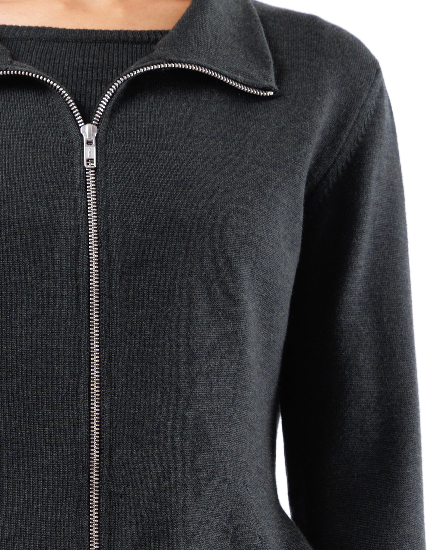 #1015 Cropped zip jacket 120's superfine merino and organic cotton