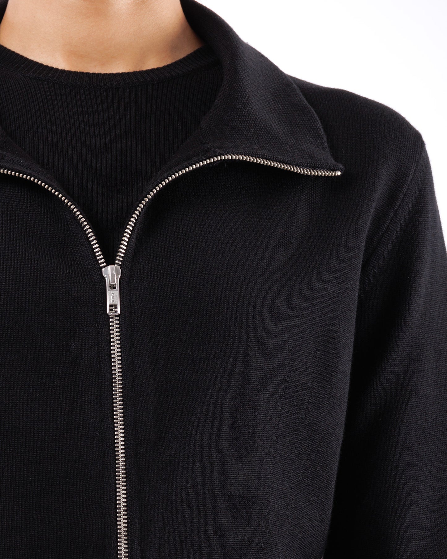 #1016 Cropped zip jacket 120's superfine merino and organic cotton