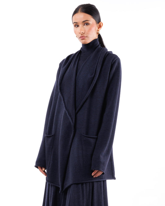 #1017 Hooded wrap jacket 120's superfine merino