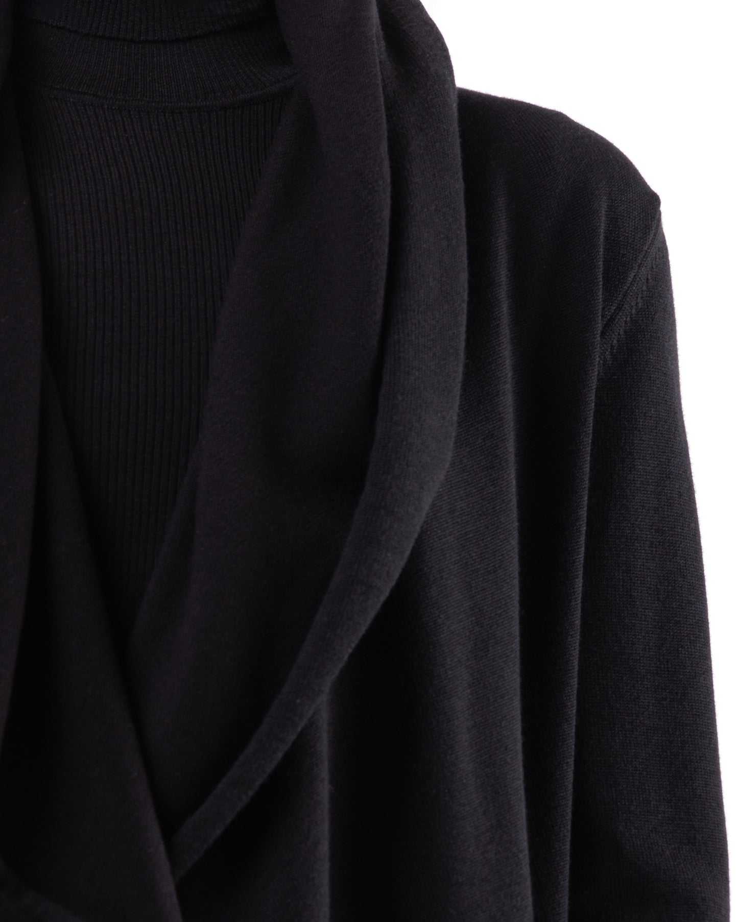 #1064 Hooded wrap jacket 120's superfine merino and organic cotton