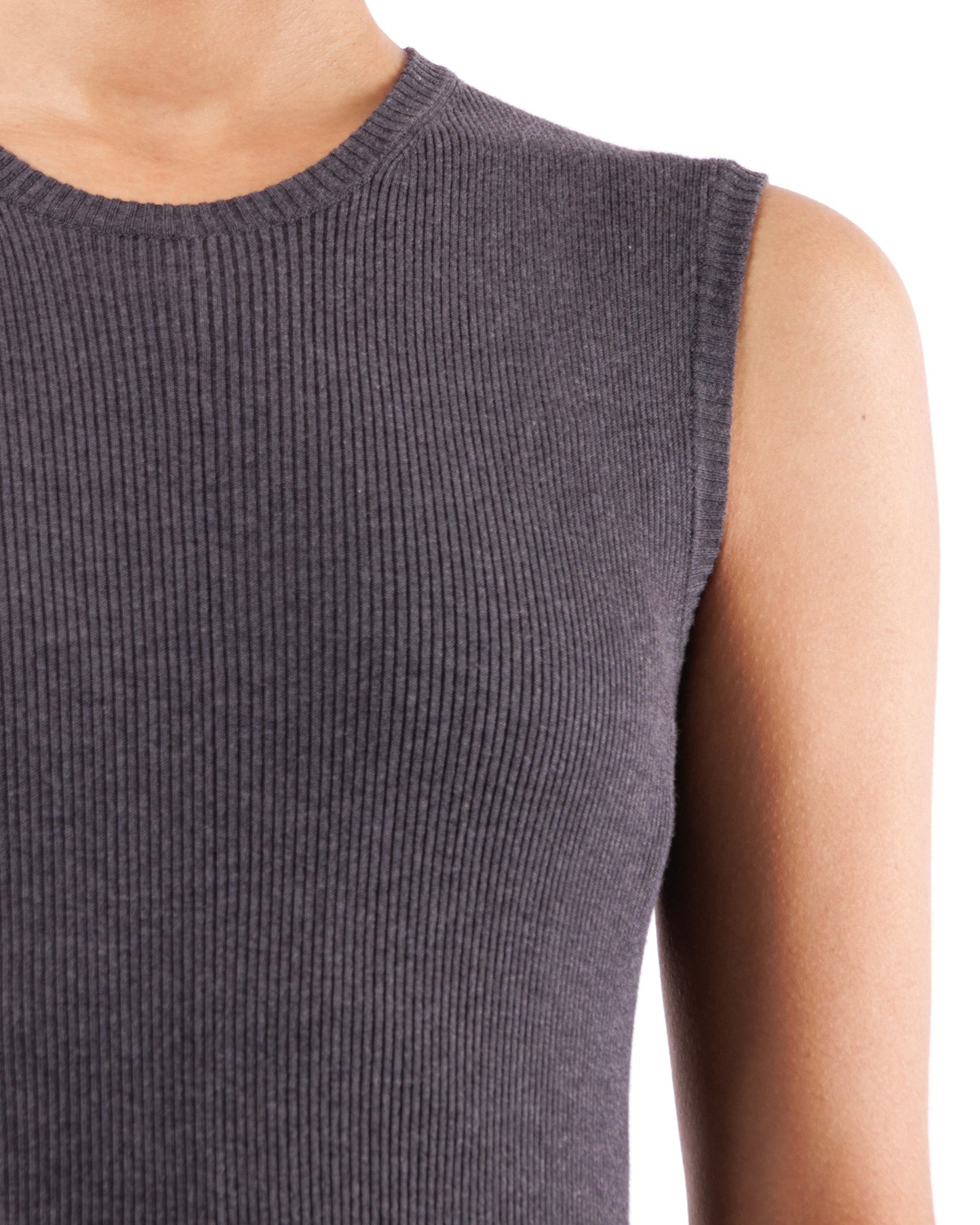 #919 Flared long crewneck dress organic cotton