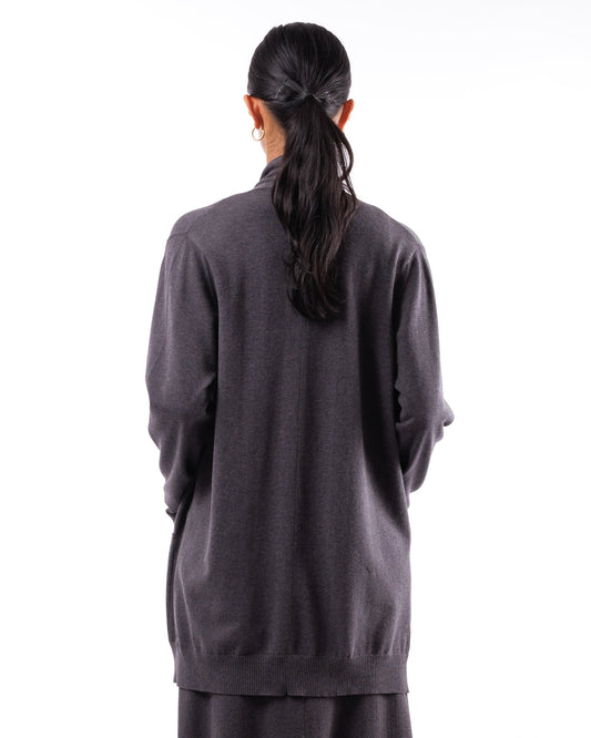 #924 Long shawl collar cardigan organic cotton