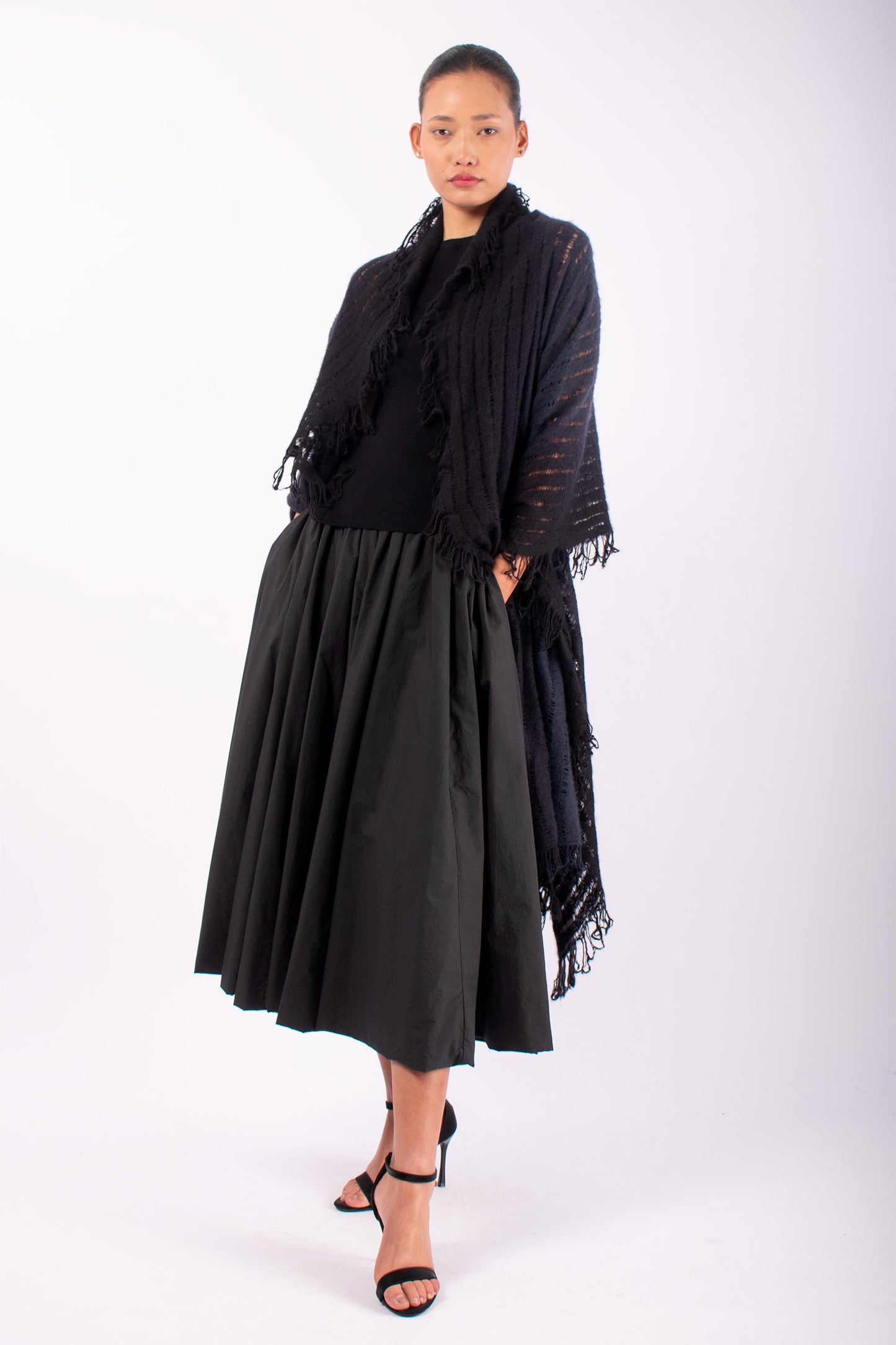 #1437 Felted Shawl in Cashmere- Japanese Blue Ombre — Lars Andersson hand-loomed knitwear