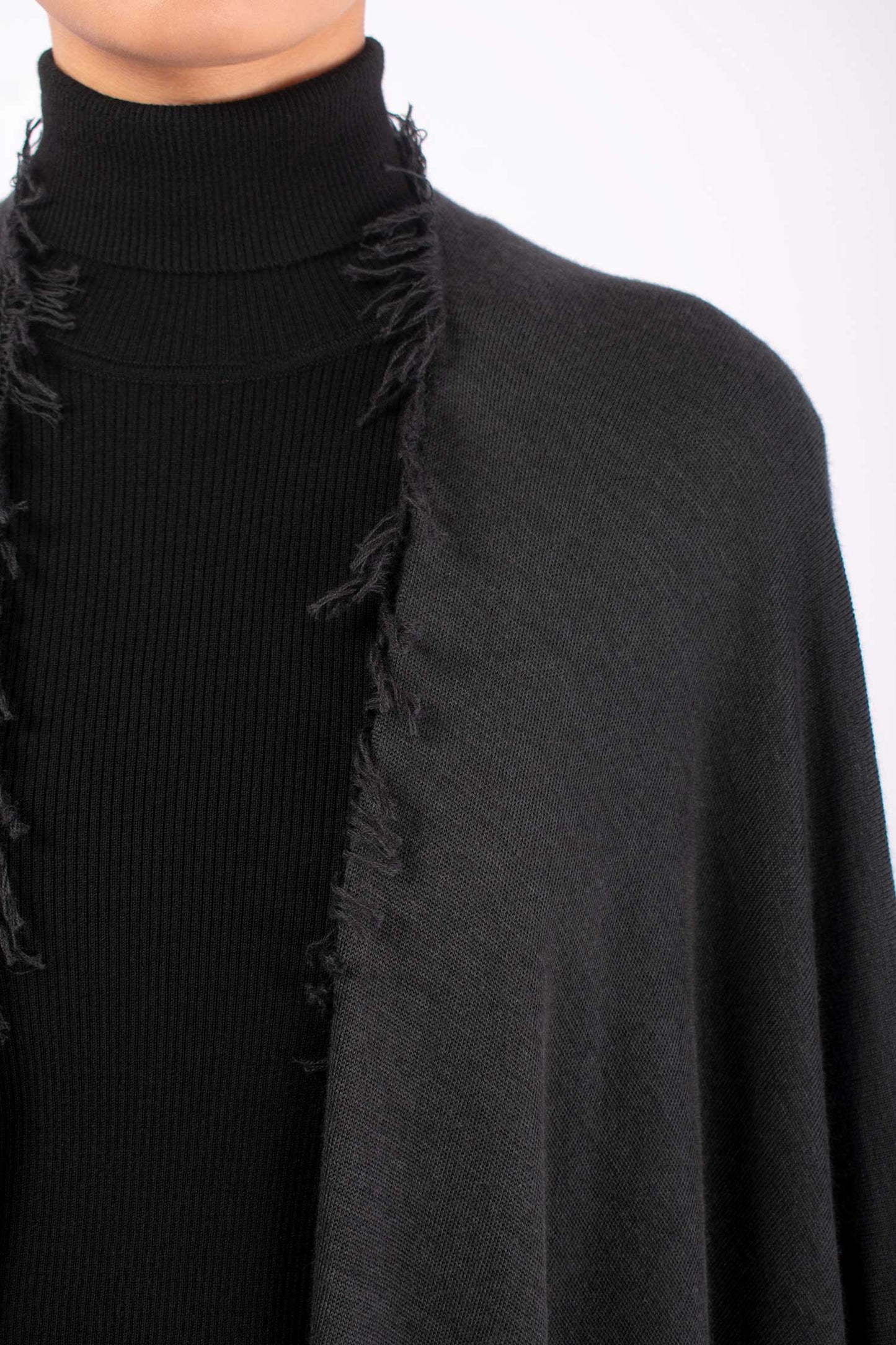 #1441 Poncho in Superfine Merino and Cashmere- Dark Brown Green — Lars Andersson, view 4