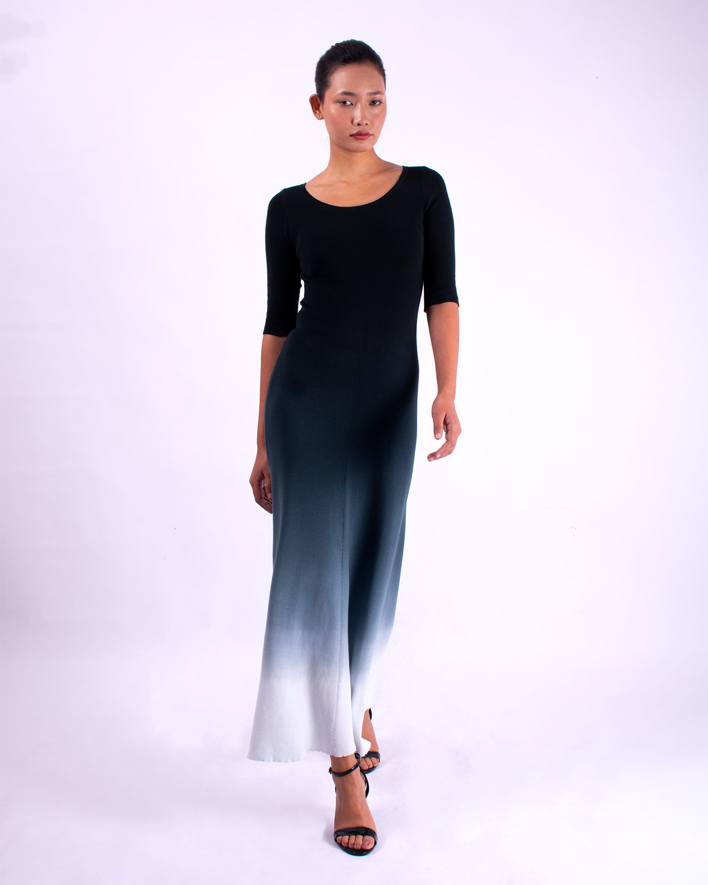 #1357 1/2 sleeve boatneck dress 1x1 rib in organic cotton