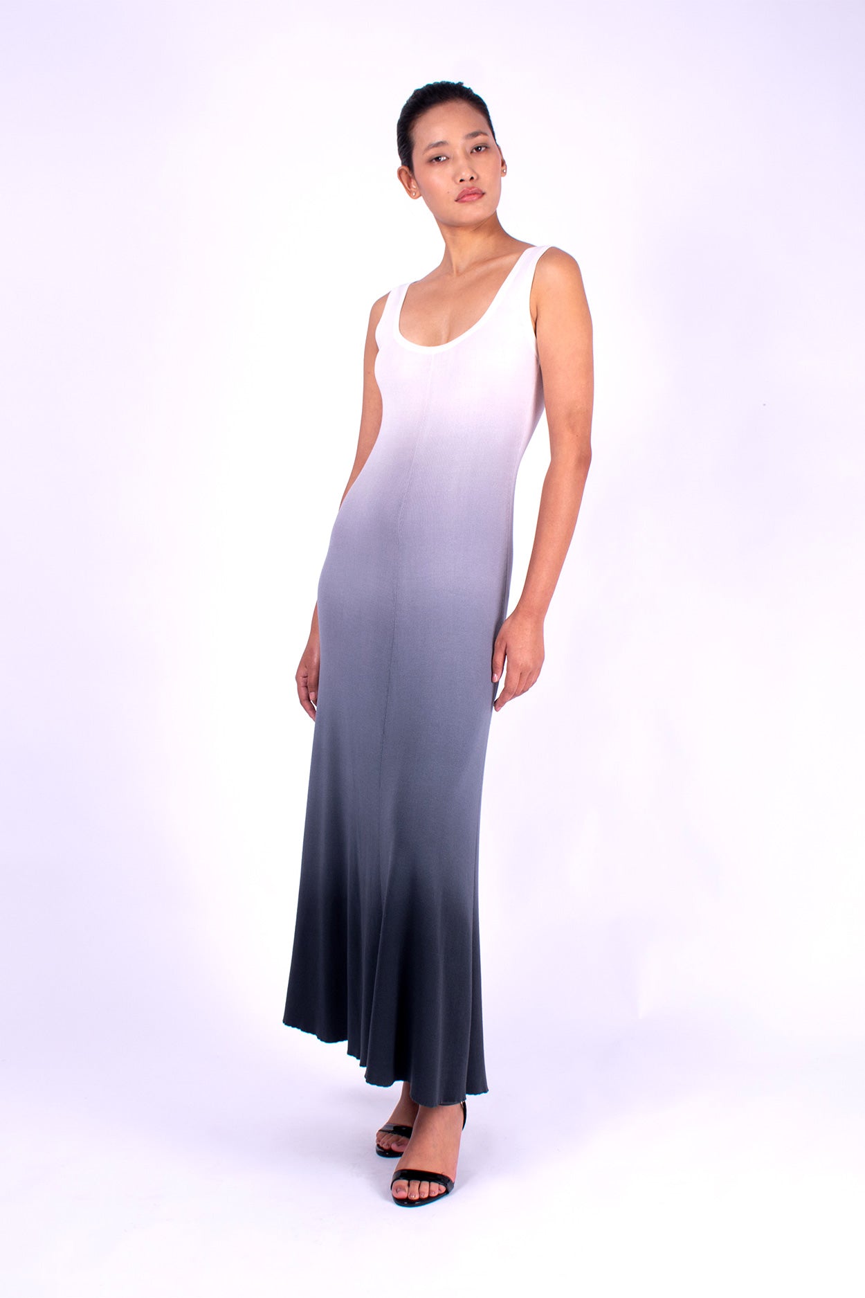 #1251 Scoop-neck Tank Dress 1x1 In Organic Cotton- Charcoal Ombre — Lars Andersson, view 5