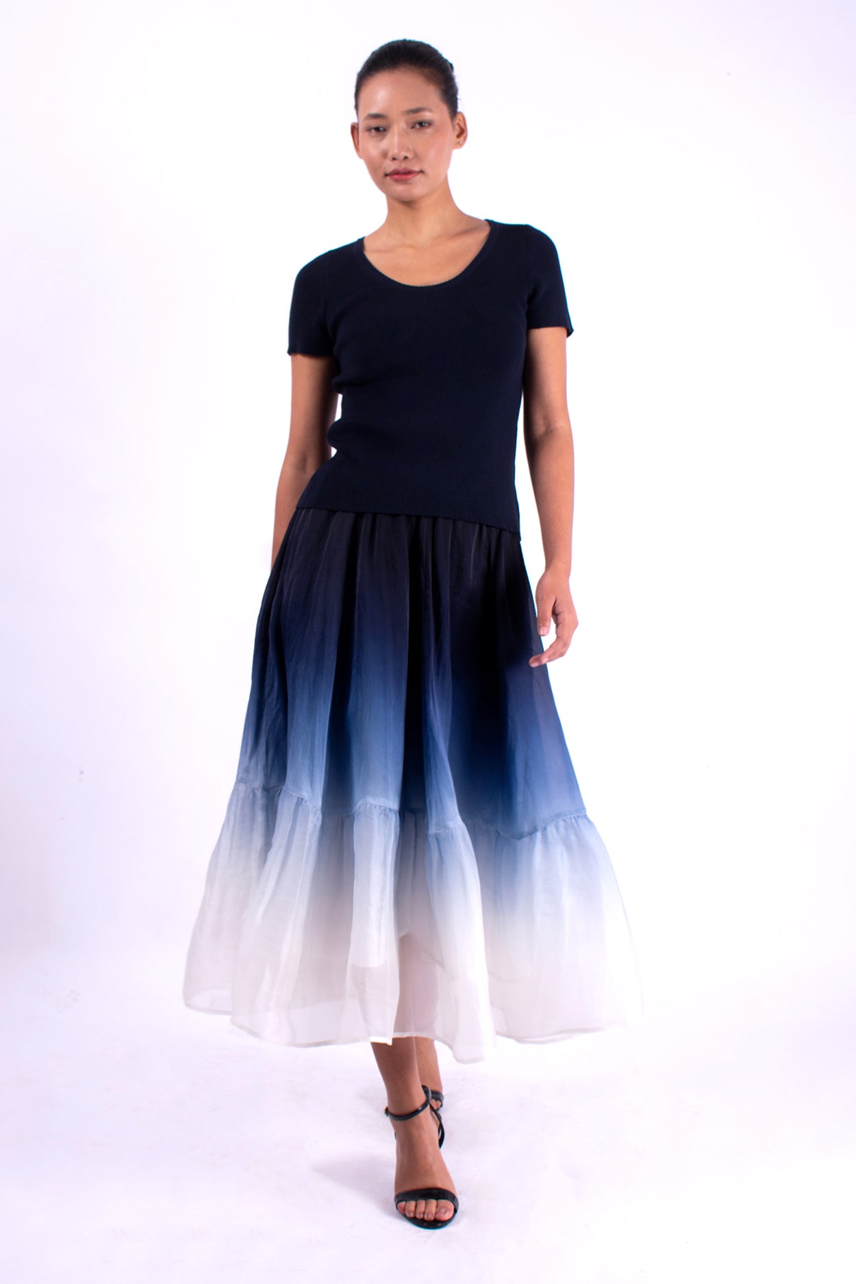 #902 Short Sleeve Top 2x1 In Organic Cotton- Blue Carlo — Lars Andersson, view 5