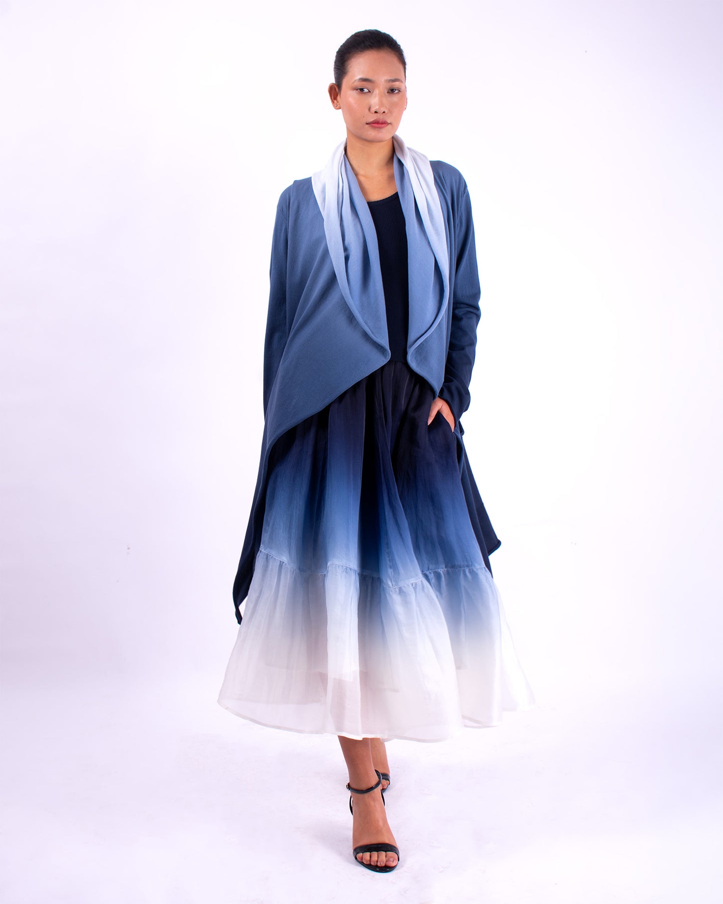#1354 Draped hooded wrap jacket in organic cotton