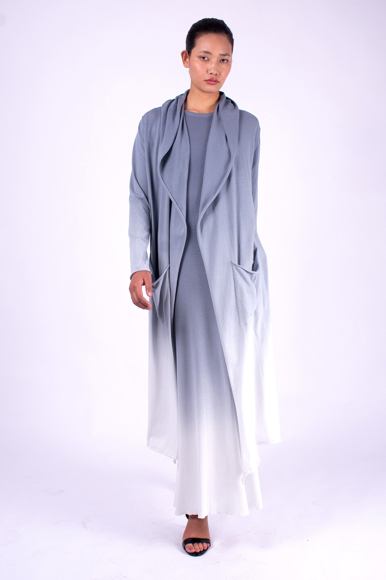 #1138 Sleeveless Boatneck Dress 2x1 In Organic Cotton- Storm Ombre — Lars Andersson, view 5