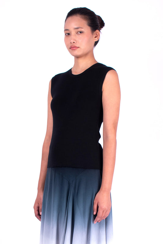 #1005 Cropped muscle tank 1x1 rib in organic cotton