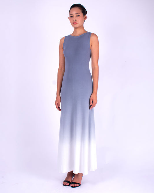 #1138 Sleeveless boatneck dress 2x1 in organic cotton