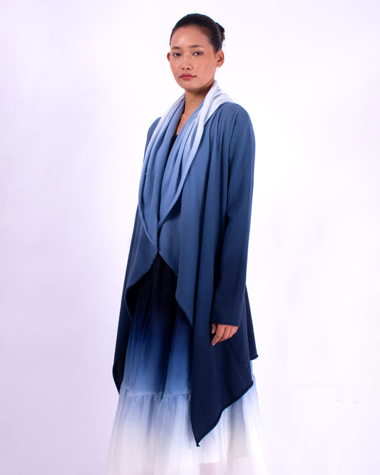 #1354 Draped hooded wrap jacket in organic cotton