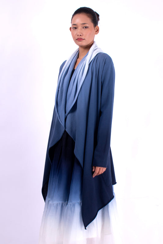 #1354 Draped hooded wrap jacket in organic cotton