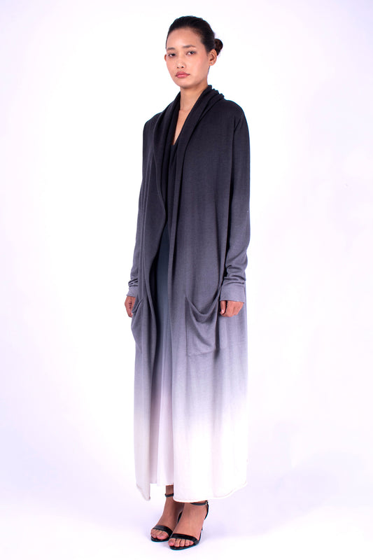 #771 Hooded long cardigan in cashmere