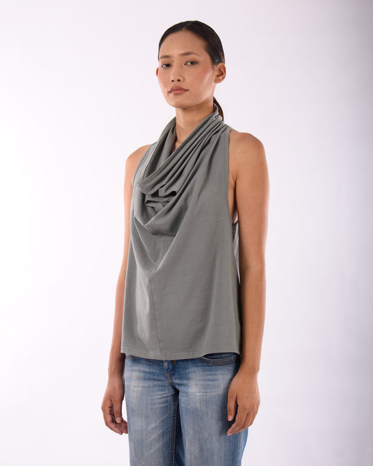 #CS005 Racerback draped neck top in organic cotton jersey