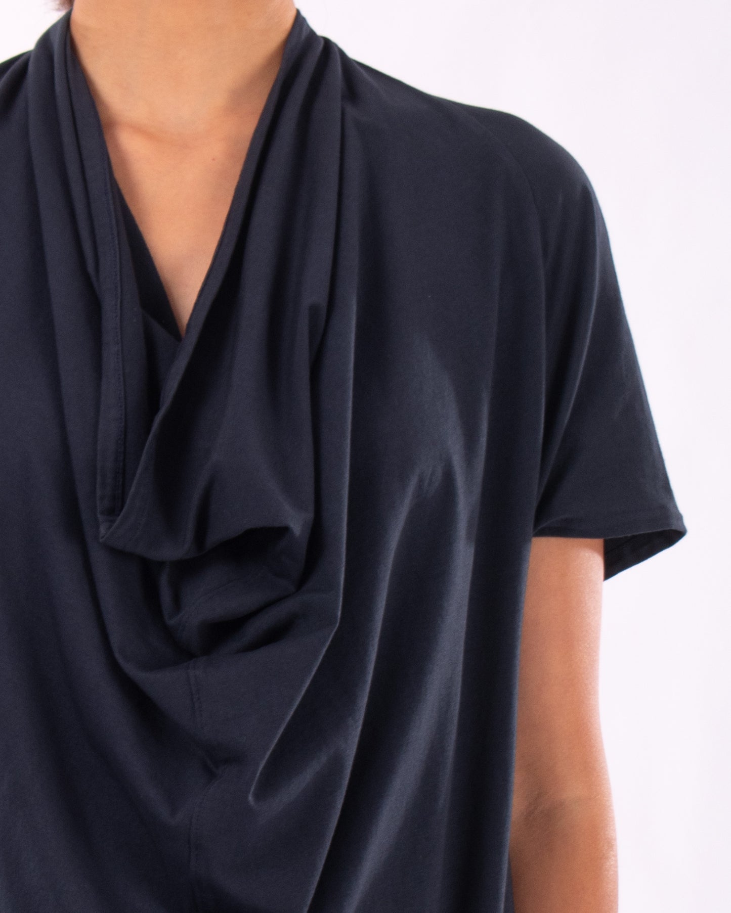 #CS012 Draped neck tunic in organic cotton jersey