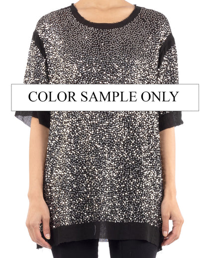 #982 Metal sequin shawl- black/silver