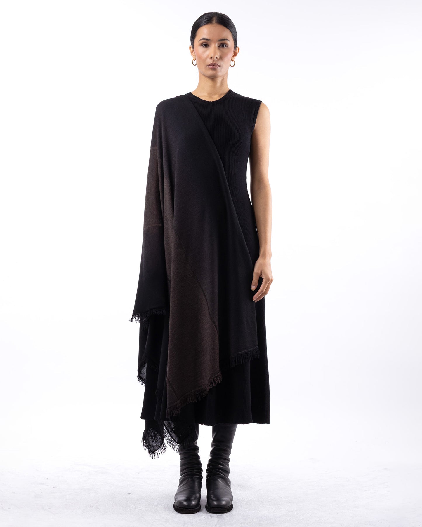 #1011C Ombre dyed shawl espresso cashmere