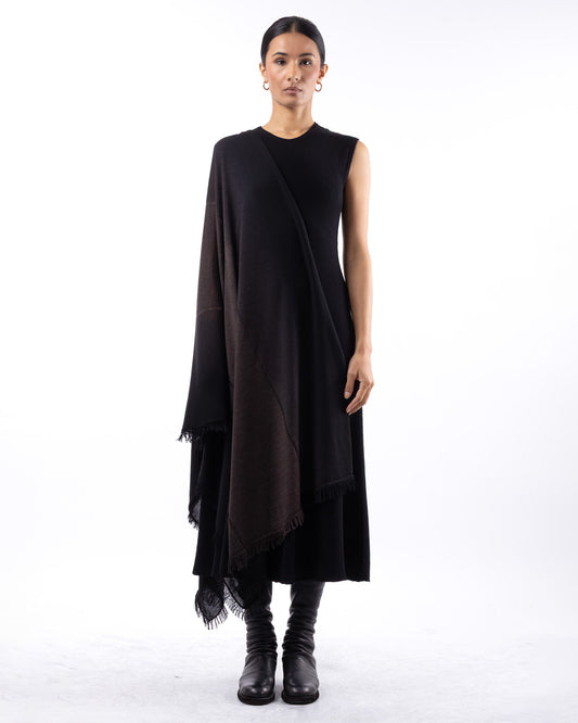 #1011C Ombre dyed shawl espresso cashmere