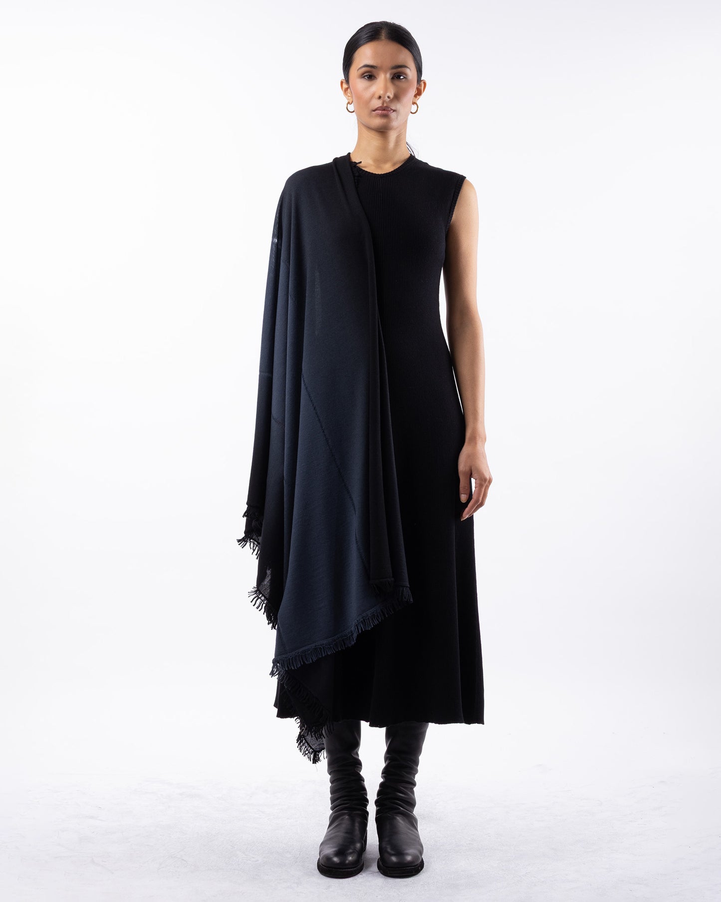 #1011C Cashmere ombre shawl Japanese blue cashmere