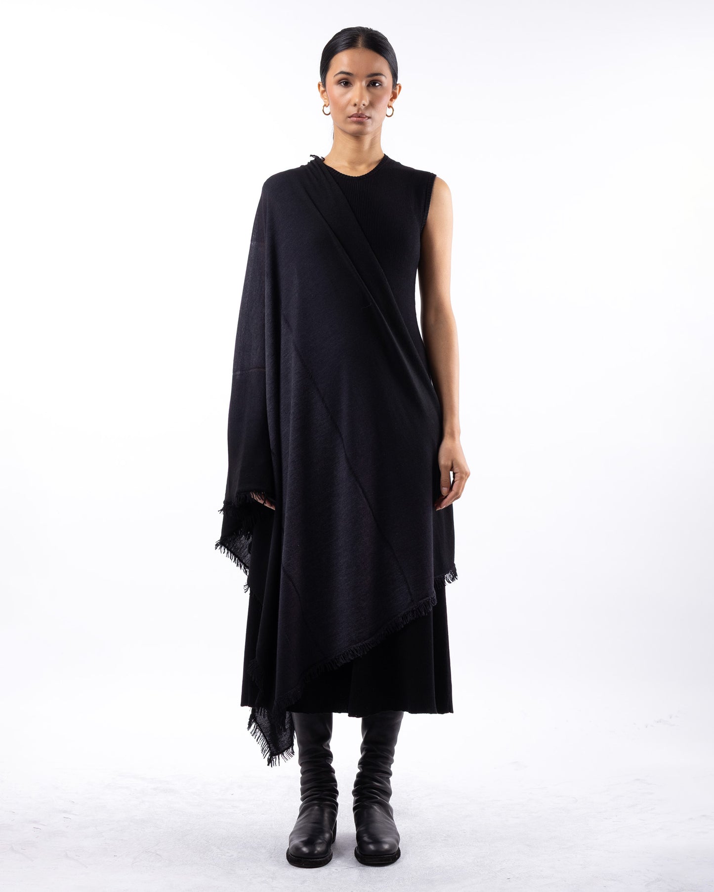 #1011C Ombre dyed shawl charcoal cashmere