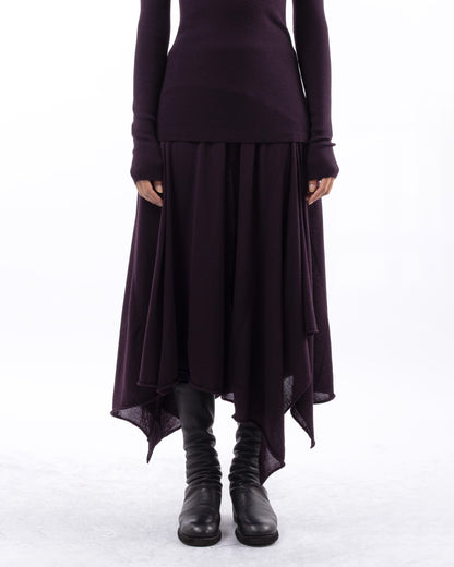 #1025 Handkerchief skirt dark burgundy 120's superfine merino