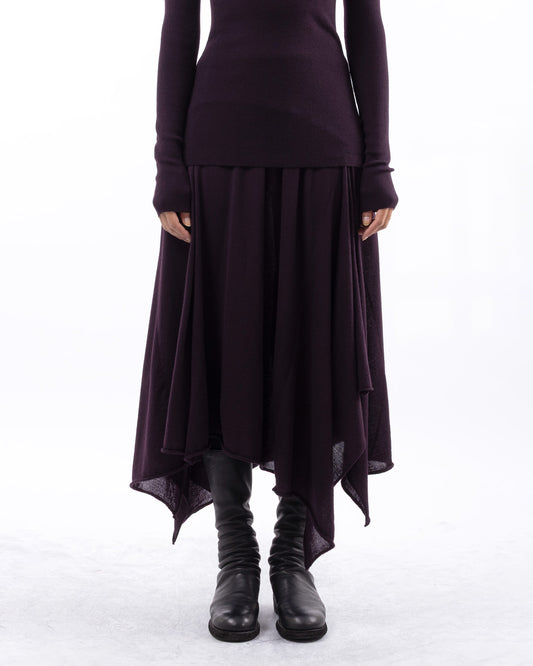 #1025 Handkerchief skirt dark burgundy 120's superfine merino