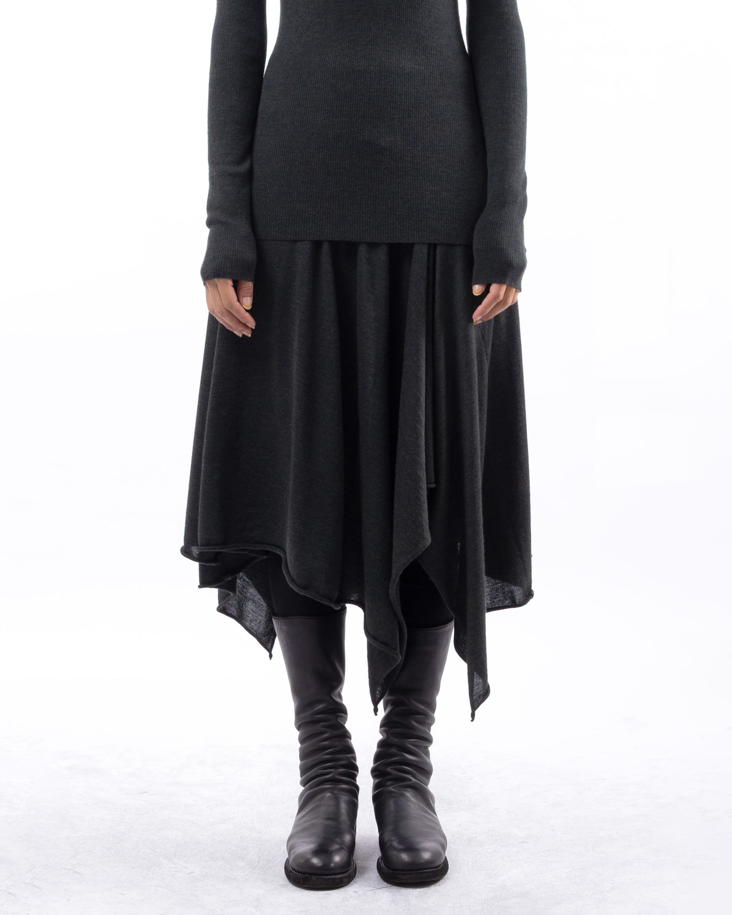 #1025 Handkerchief skirt dark forest 120's superfine merino