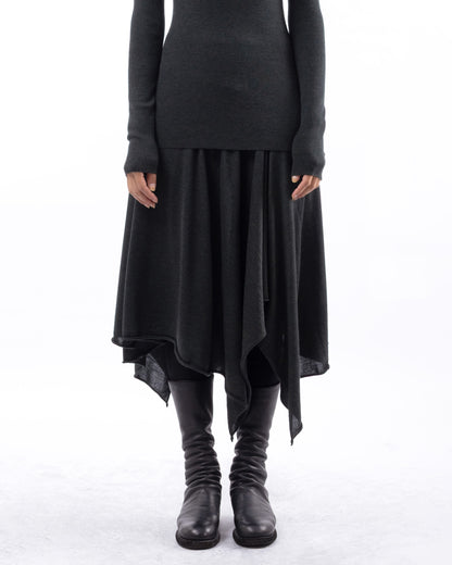 #1025 Handkerchief skirt dark forest 120's superfine merino