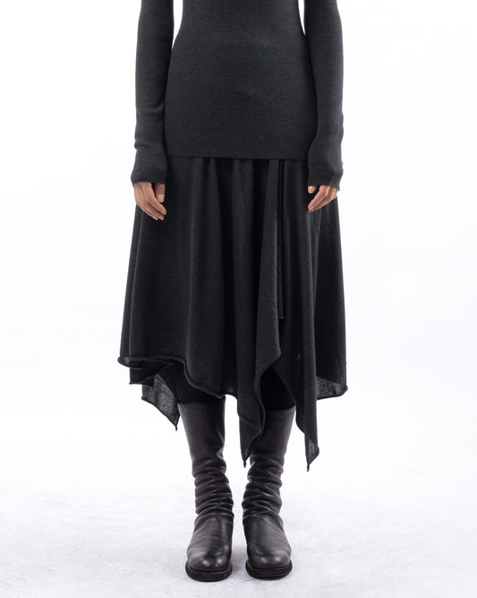 #1025 Handkerchief skirt dark forest 120's superfine merino