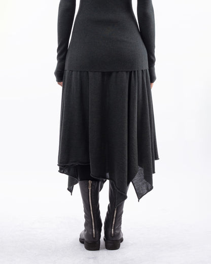#1025 Handkerchief skirt dark forest 120's superfine merino