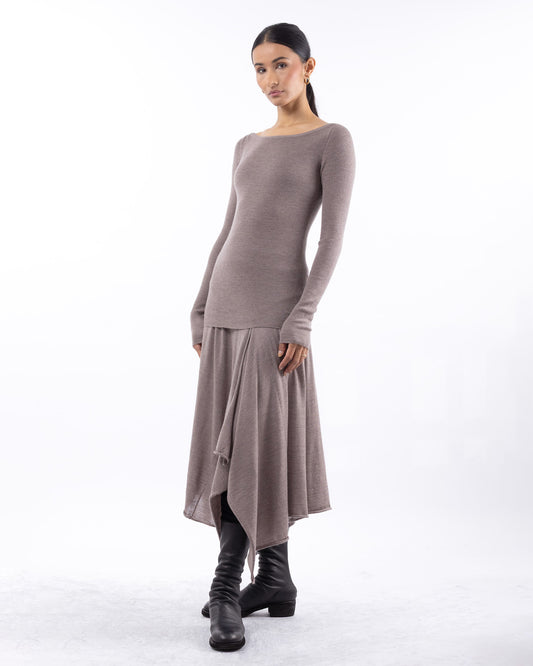 #1025 Handkerchief skirt walnut 120's superfine merino