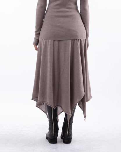 #1025 Handkerchief skirt walnut 120's superfine merino