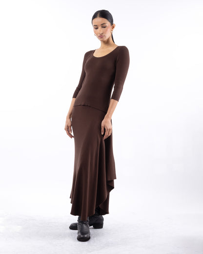 #1045 Skirt with side cascade Moro organic cotton