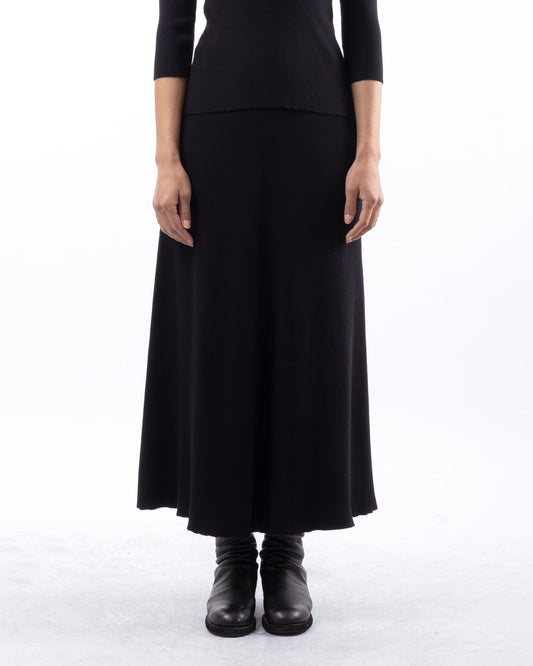 #1049 Flared skirt black organic cotton