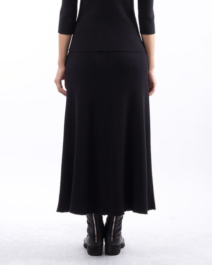 #1049 Flared skirt black organic cotton