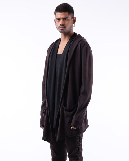 #1087 Hooded wrap jacket 120's superfine merino