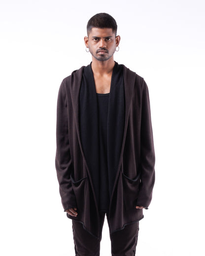 #1087 Hooded wrap jacket 120's superfine merino