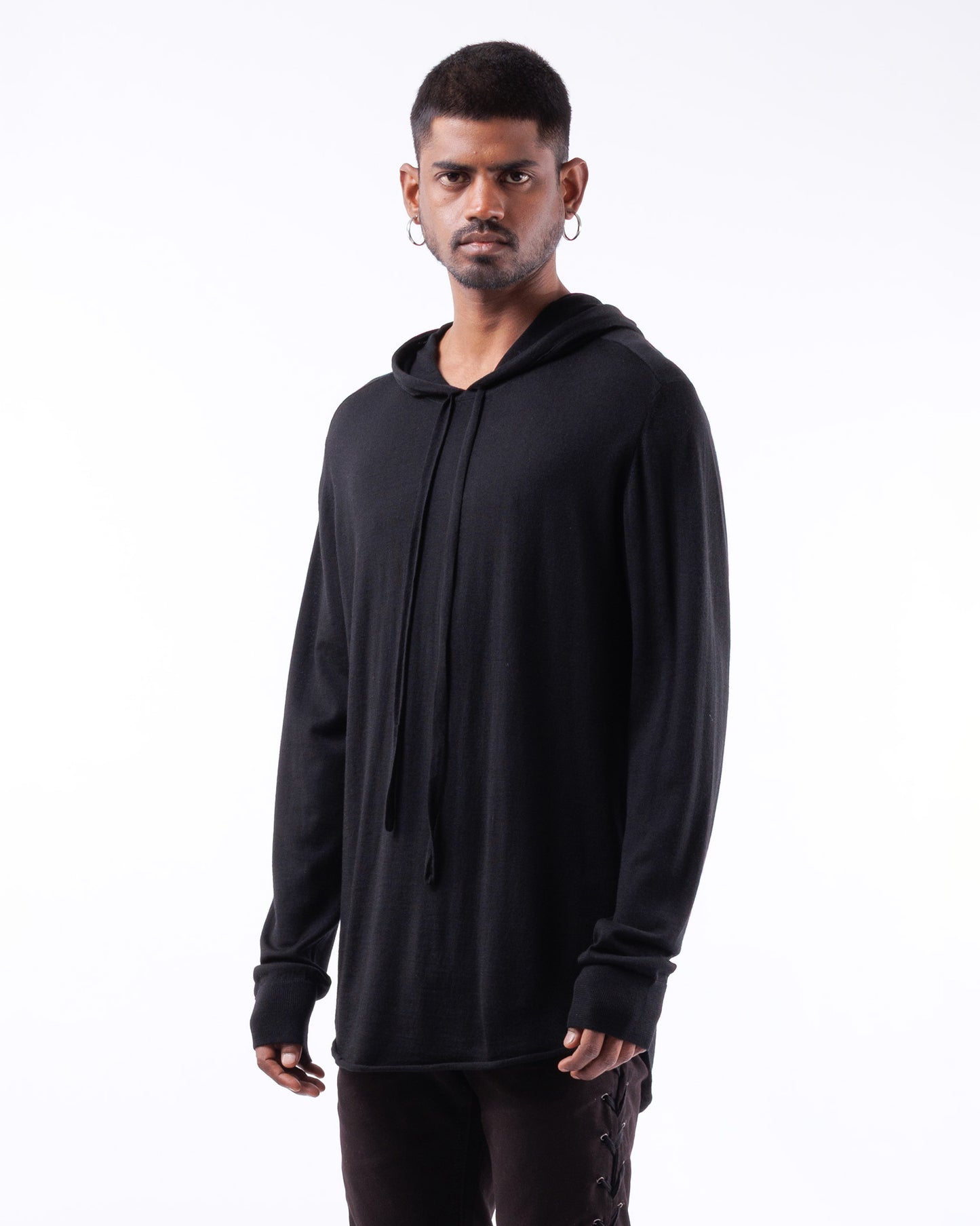 #1088 Hooded long sleeve t 120's superfine merino
