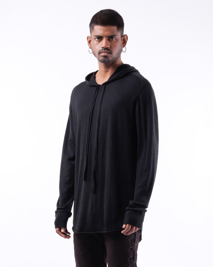 #1088 Hooded long sleeve t 120's superfine merino