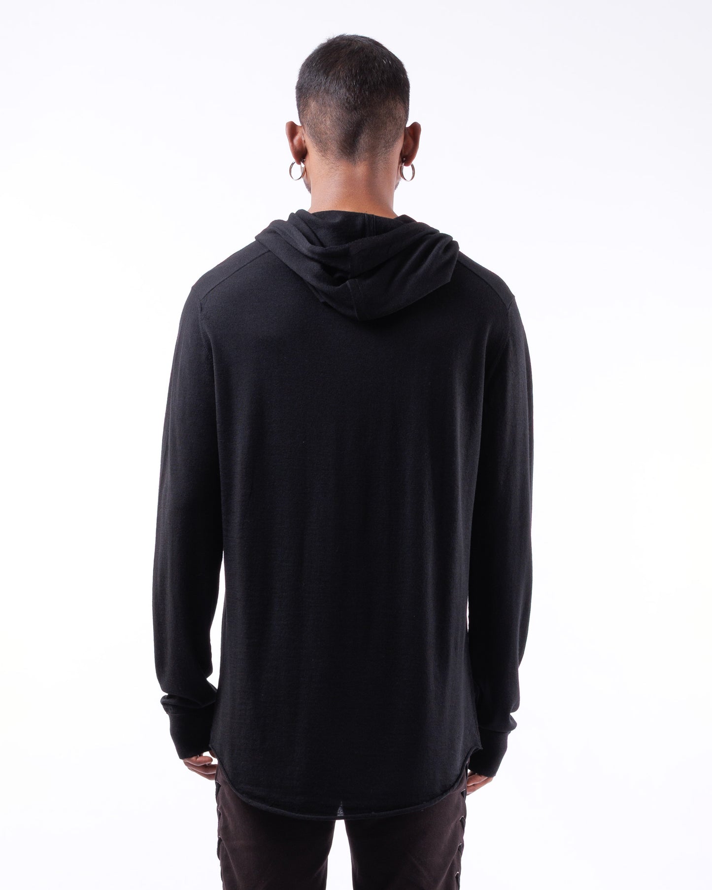 #1088 Hooded long sleeve t 120's superfine merino