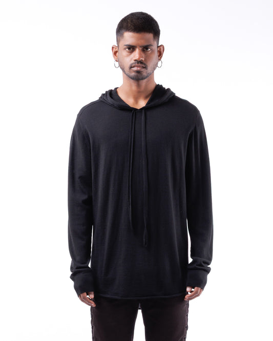 #1088 Hooded Long Sleeve T 120's Superfine Merino — Lars Andersson hand-loomed knitwear